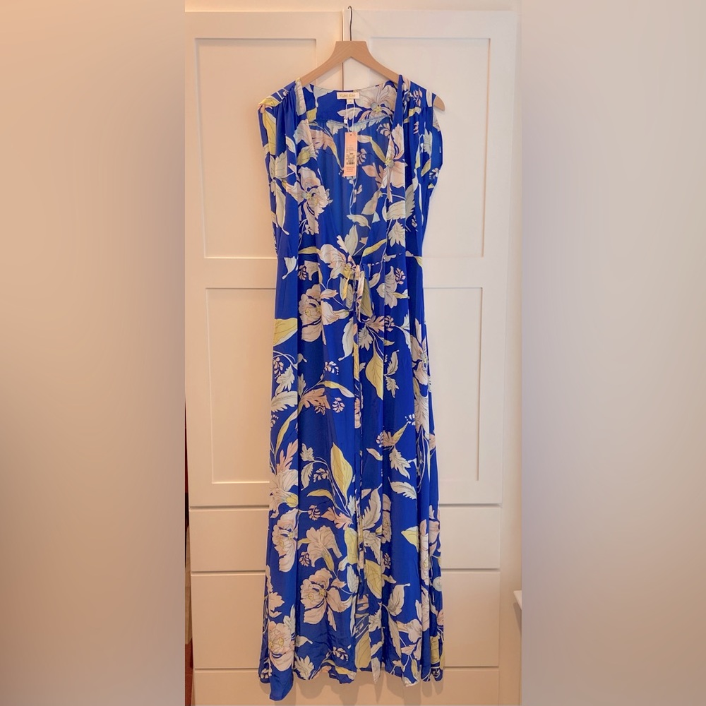 NWT Designer Yumi Kim 100% Silk Floral Maxi Wrap Dress